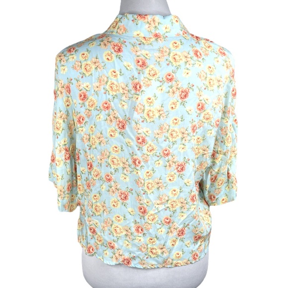Philosophy Floral Print Crop Top Blouse Blue Pink Yellow Size XSmall - Picture 2 of 9
